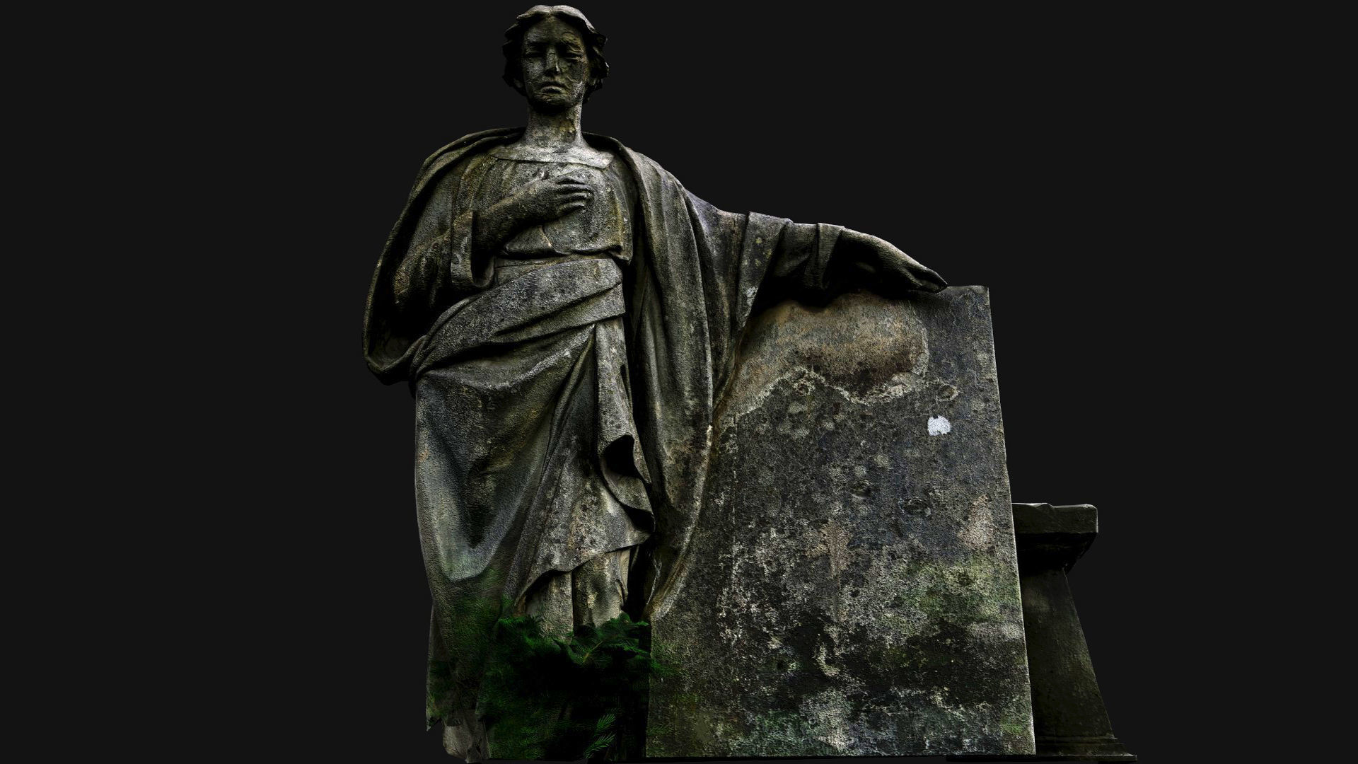 cemetery figure mossy tomb graveyard PBR photogrammetry Low-poly 3D model_5