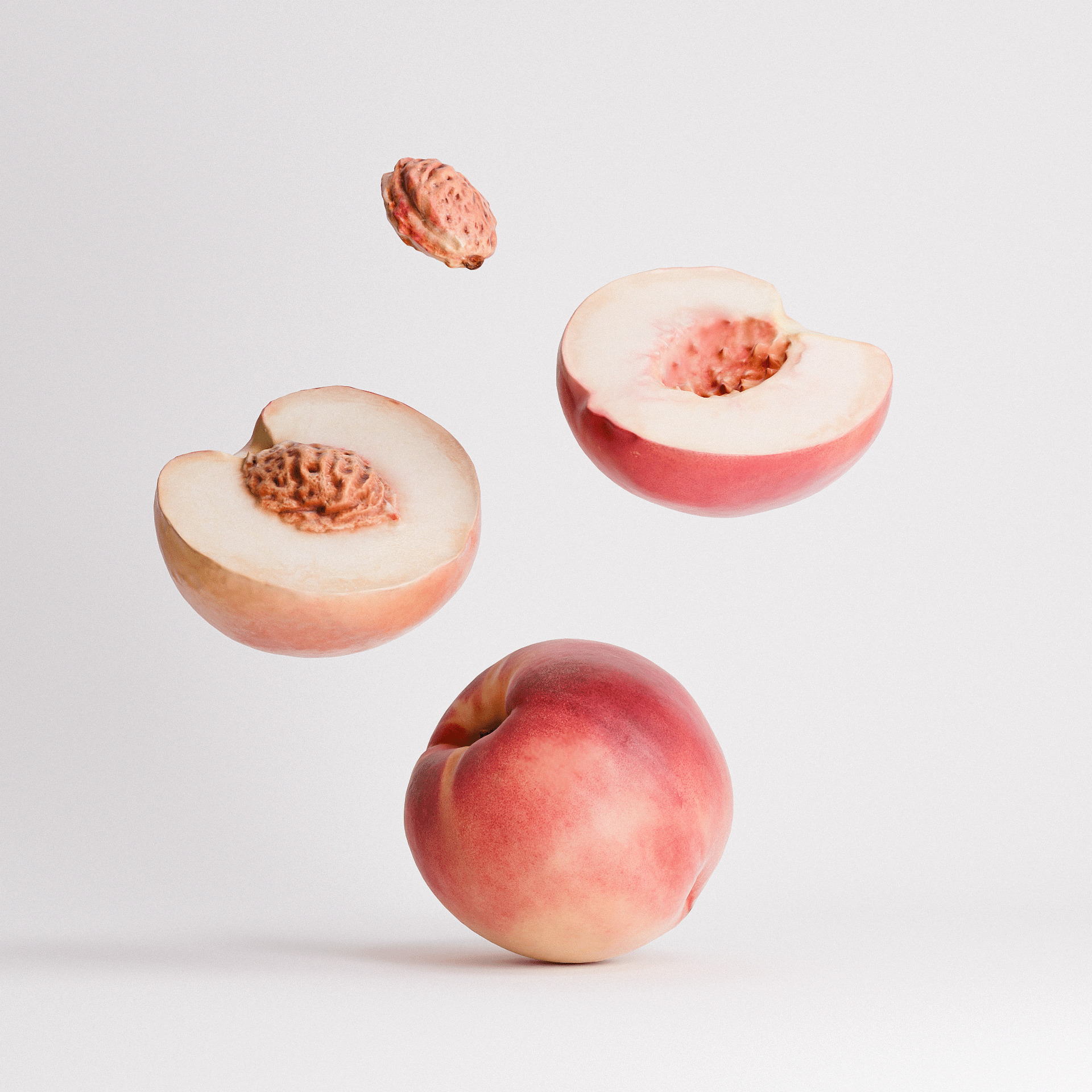 White Peaches Set 02 Low-poly 3D model_1