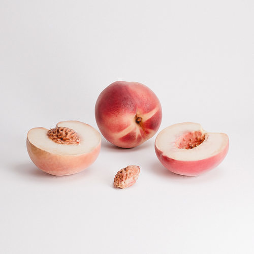 White Peaches Set 02 Low-poly 3D model