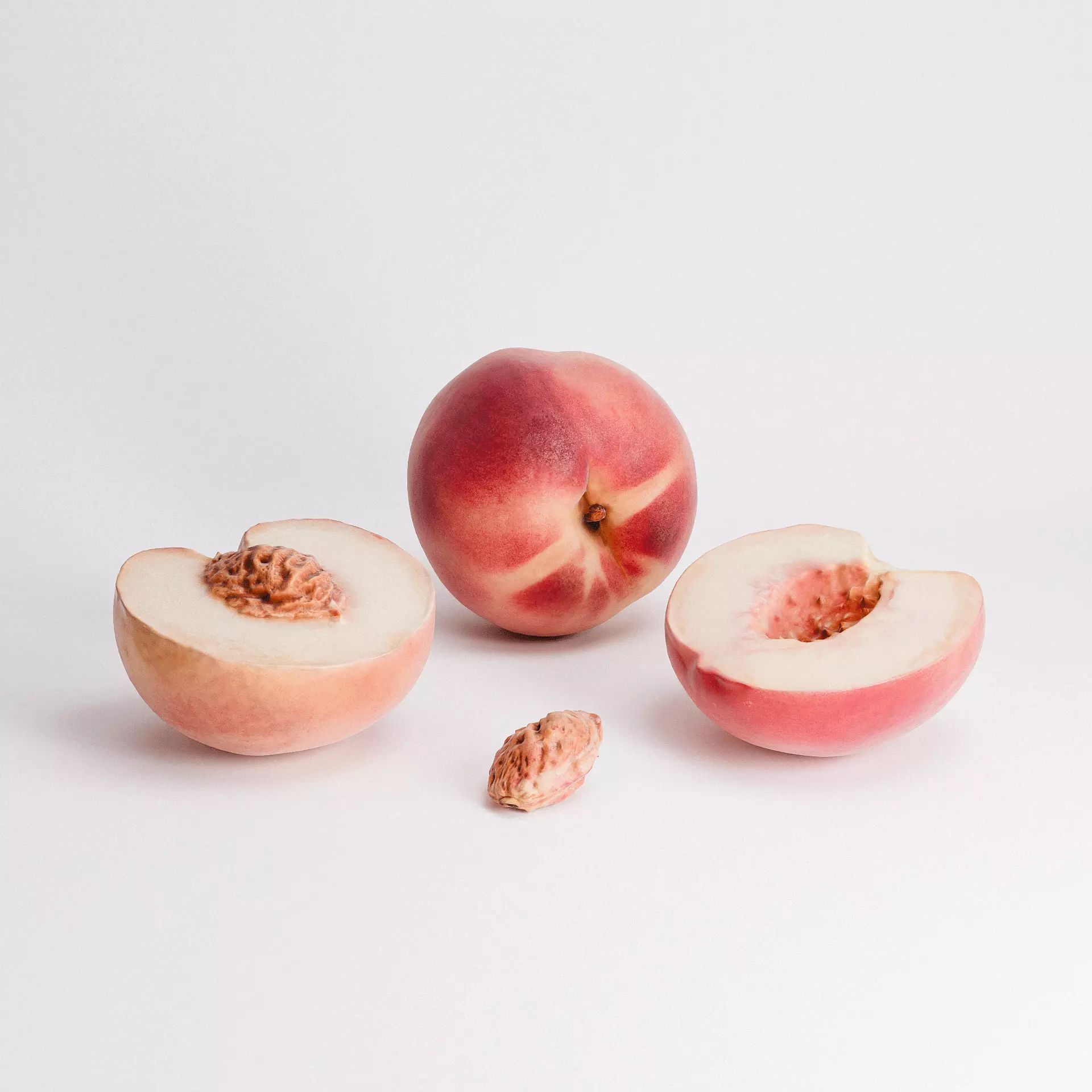 White Peaches Set 02 Low-poly 3D model_0