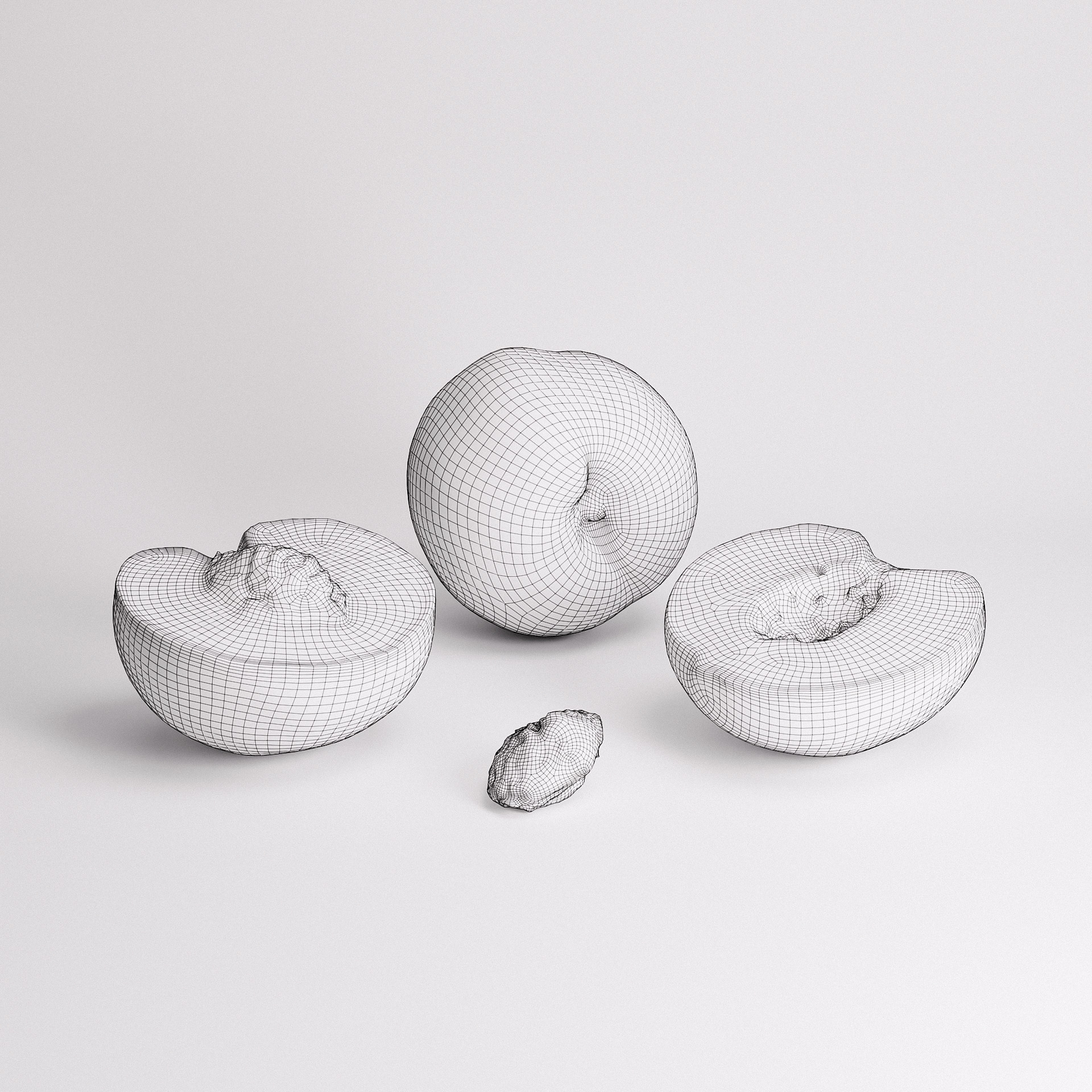 White Peaches Set 02 Low-poly 3D model_7