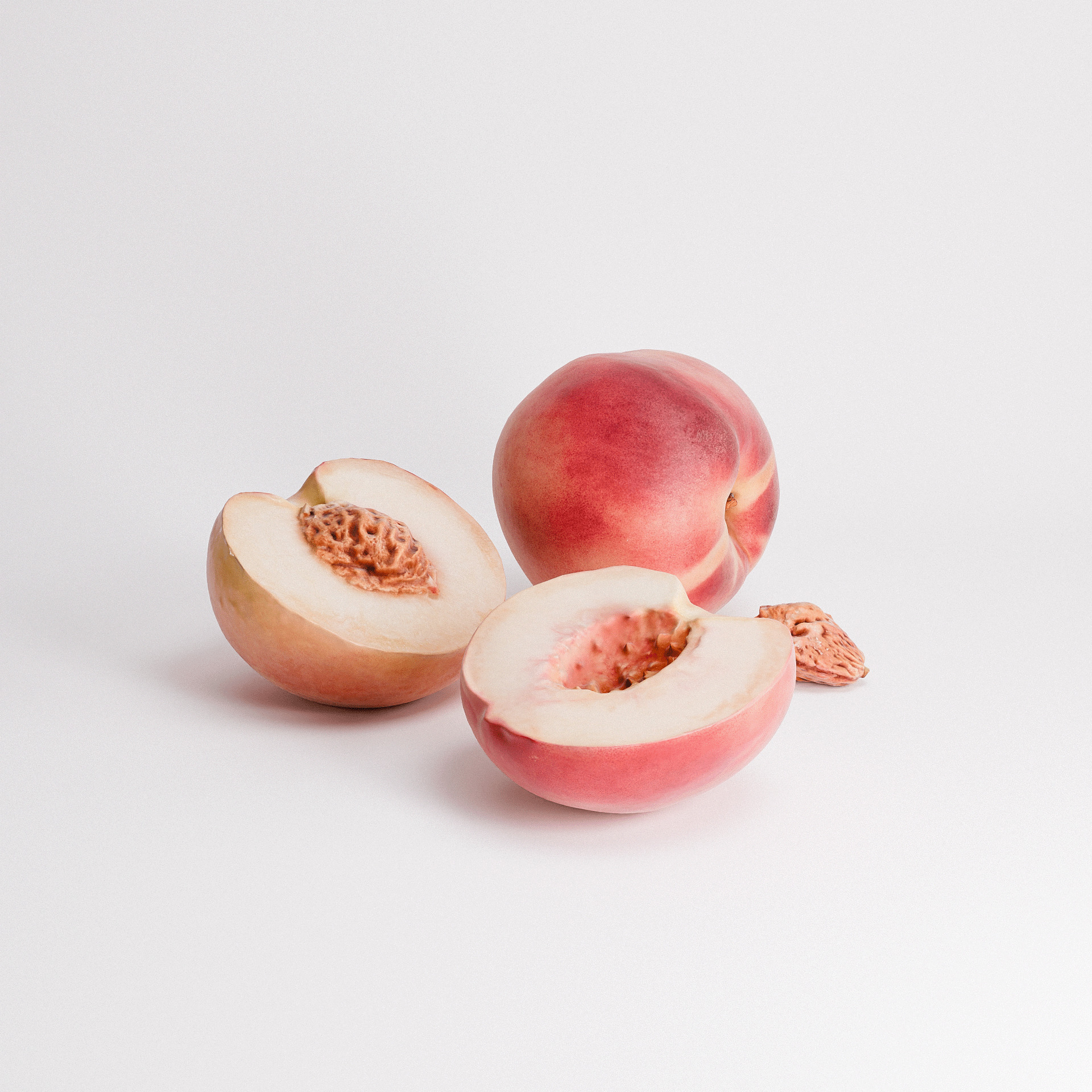 White Peaches Set 02 Low-poly 3D model_5