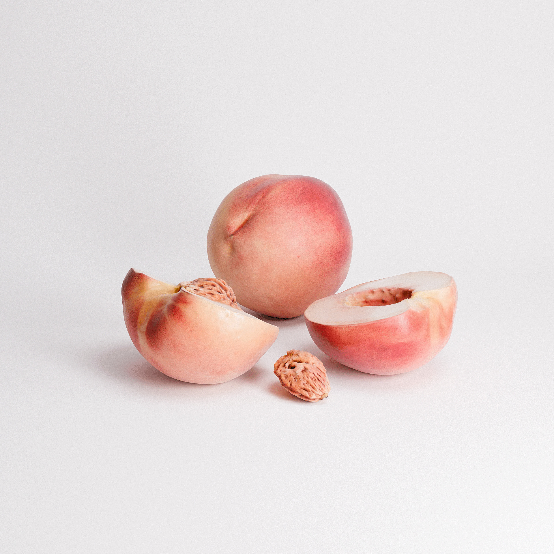White Peaches Set 02 Low-poly 3D model_6