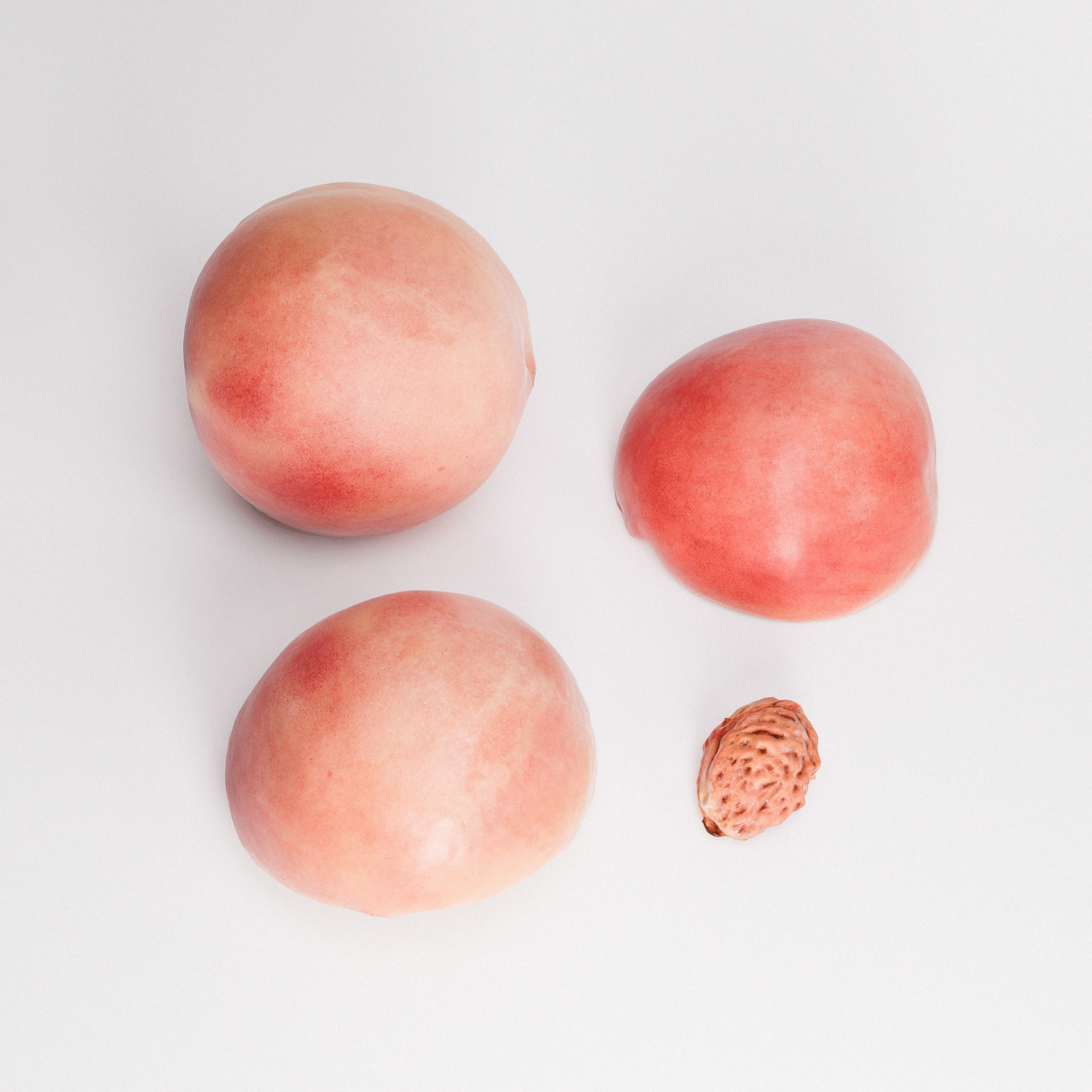 White Peaches Set 02 Low-poly 3D model_3