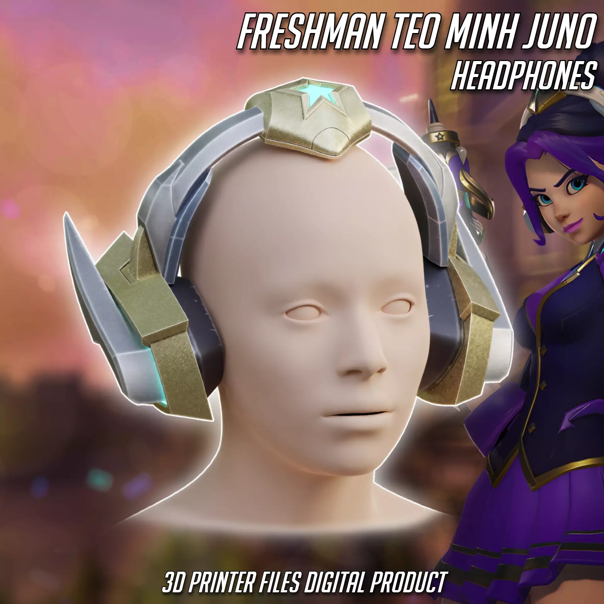 Juno Freshman Teo Minh Cosplay Headphones Overwatch 3D print model