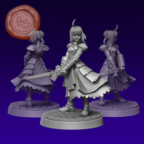 Saber and Dark Saber - Fate - 32mm Miniature 3D print model