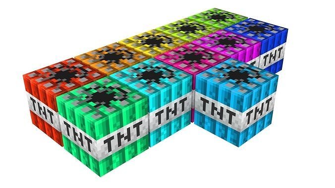 Colored Minecraft TNTs Set 3D model