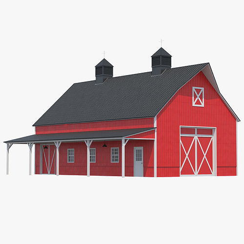 Red Barn Low-poly 3D model