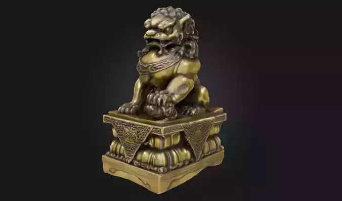 Guardian Lion Statue  Traditional Protector Sculpture