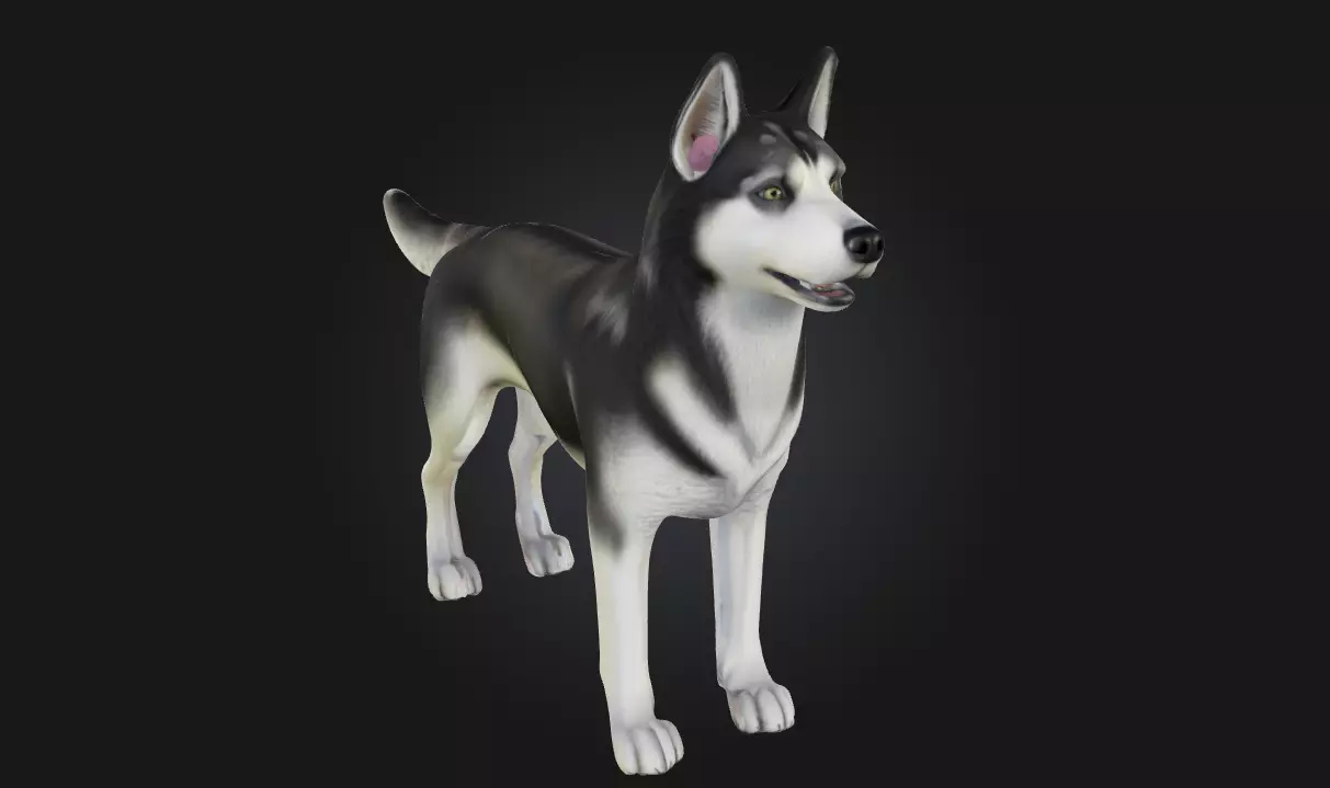 Husky Stand  Loyal Companion Model for Wildlife 3D model_0