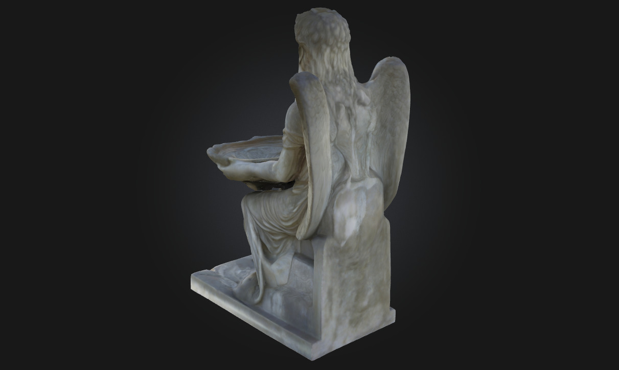 Angel with Shell Basin  Ornamental Sculpture Model for Sacred  3D model_2