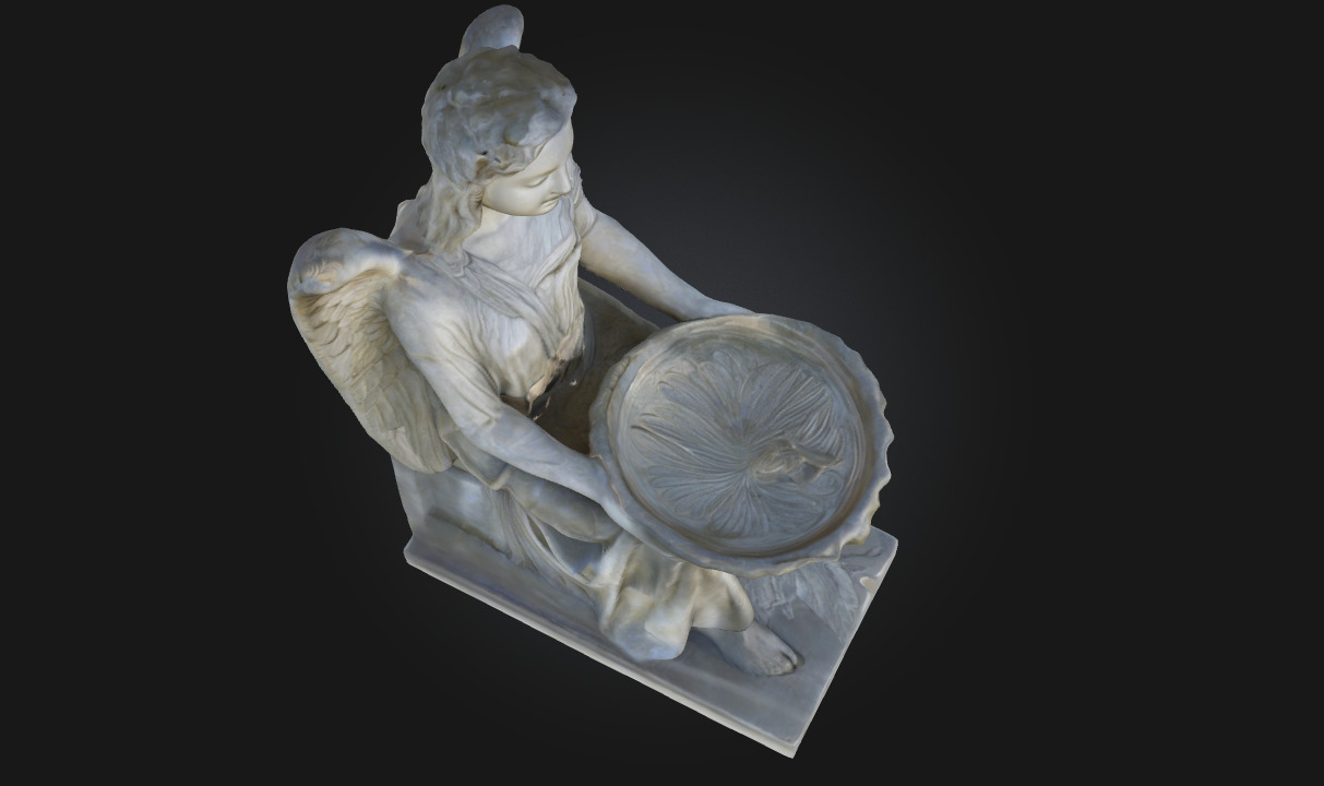 Angel with Shell Basin  Ornamental Sculpture Model for Sacred  3D model_4