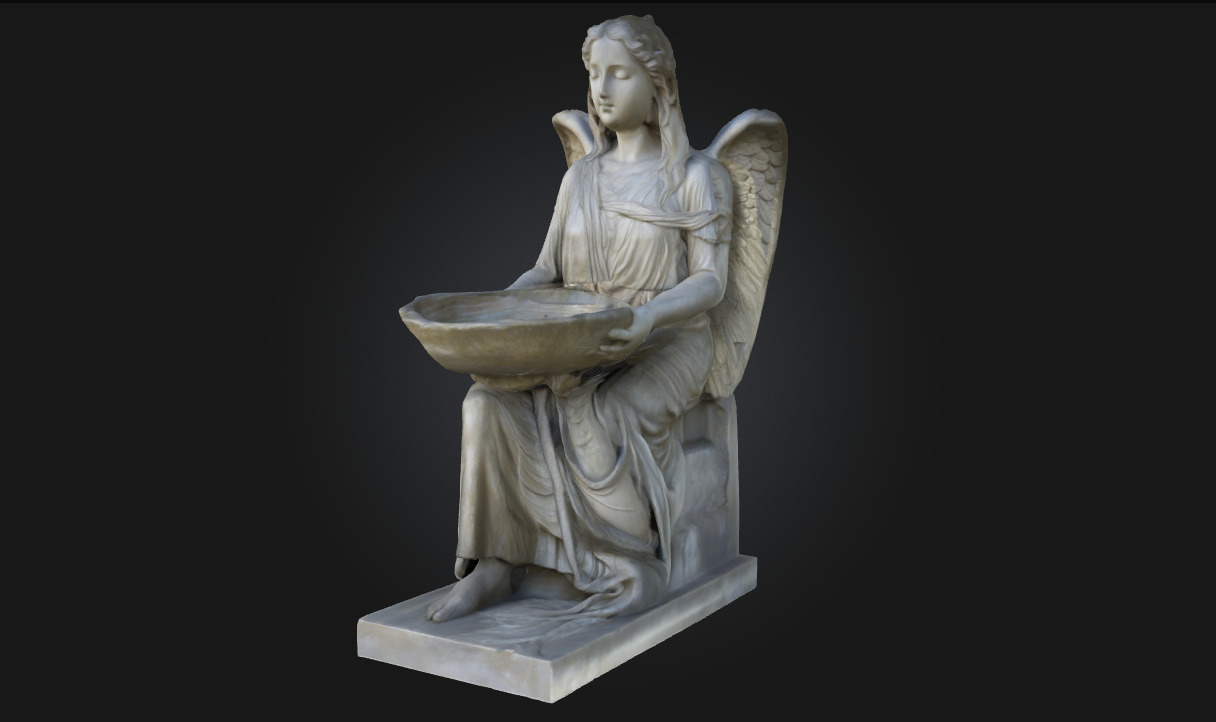 Angel with Shell Basin  Ornamental Sculpture Model for Sacred  3D model_1