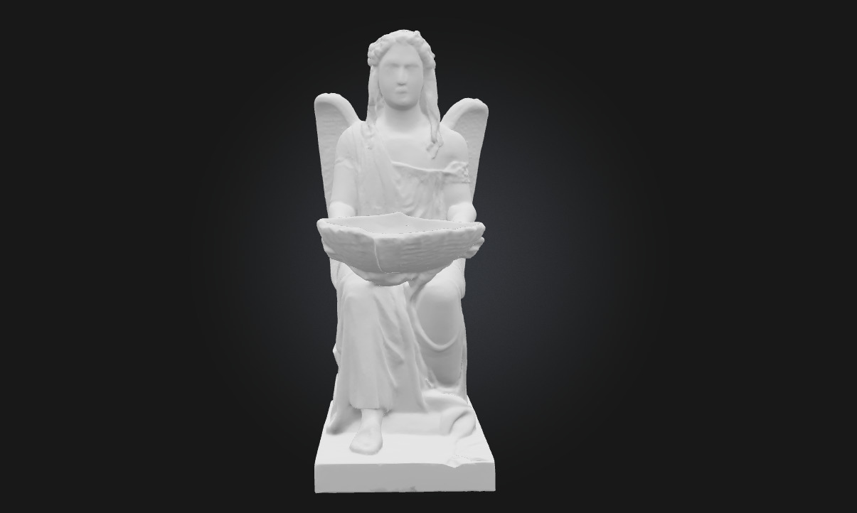 Angel with Shell Basin  Ornamental Sculpture Model for Sacred  3D model_9