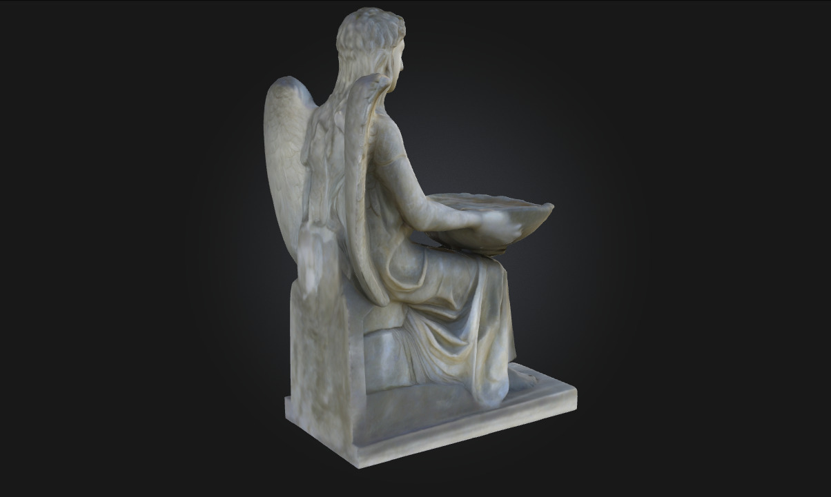Angel with Shell Basin  Ornamental Sculpture Model for Sacred  3D model_3