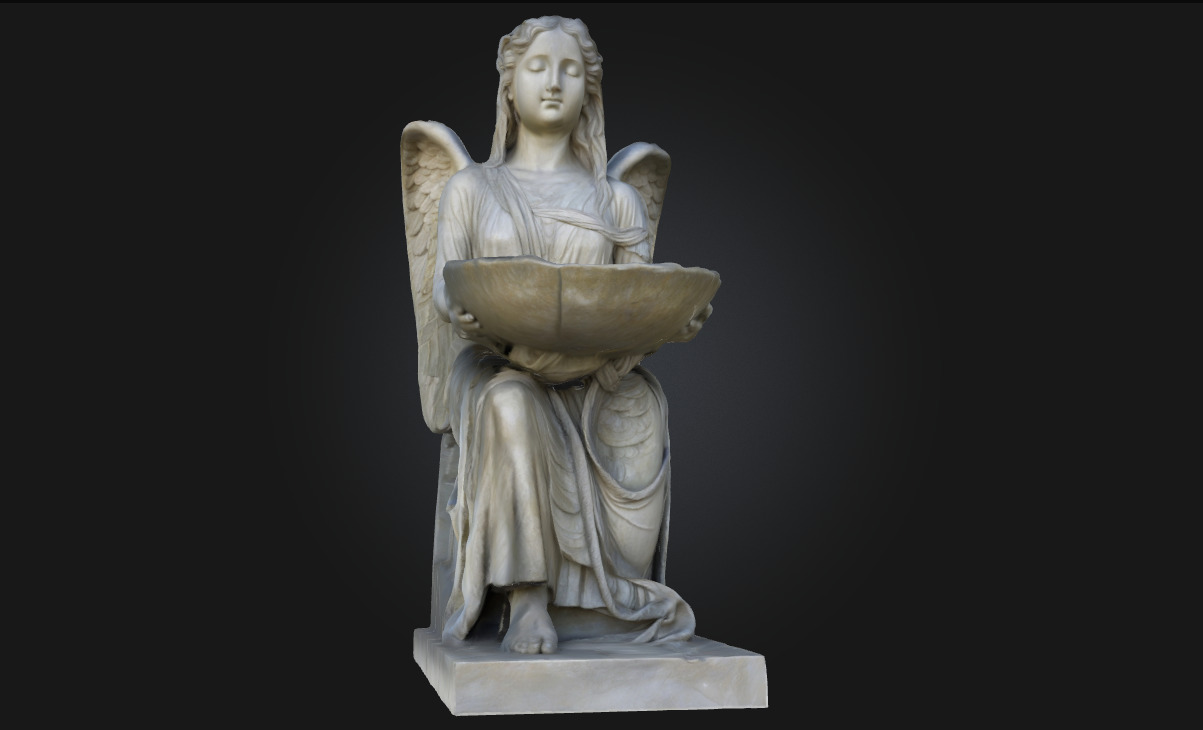 Angel with Shell Basin  Ornamental Sculpture Model for Sacred  3D model_5