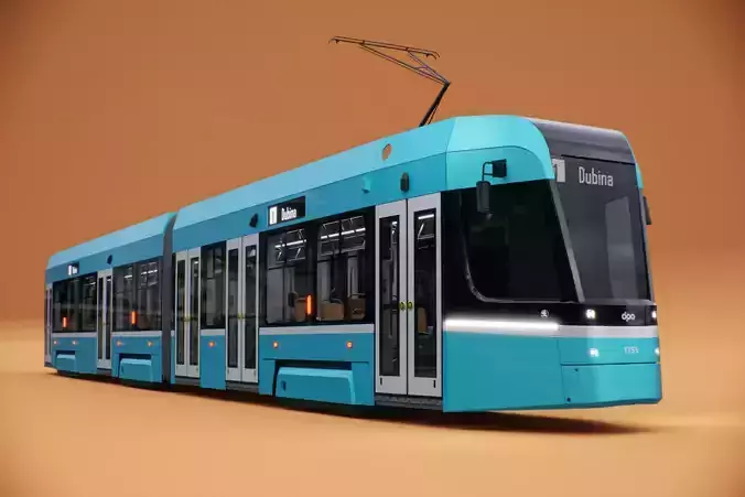 Skoda 39T tram 3D model Skoda 39T tram 3D model
