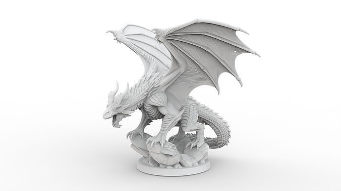 Dragon with Open Wings in a Dynamic Pose 3D print model