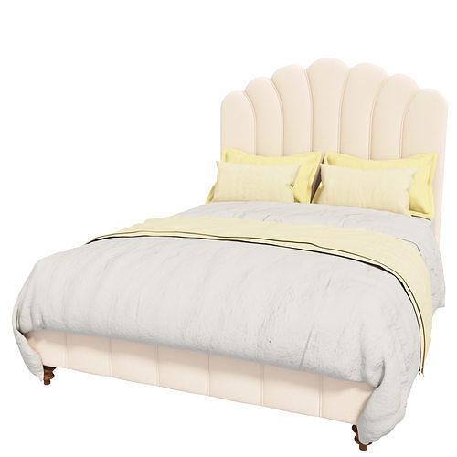 Modern Upholstered Bed 3D model 7