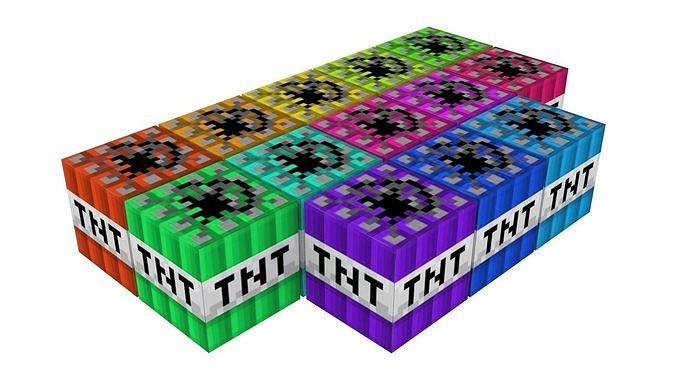 Colored Minecraft TNTs Set 3D model