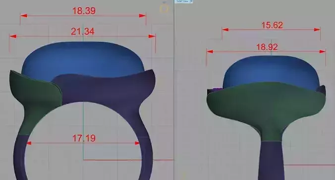  Artistic Gold Ring with Cabochon Gemstone  3D Print-Ready Model