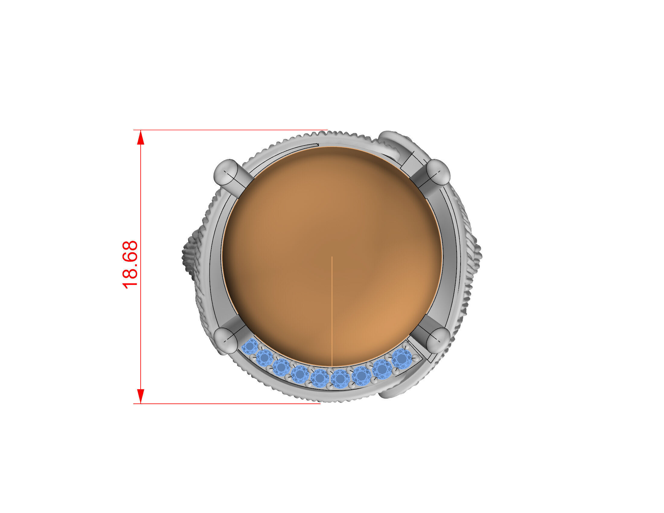 Artistic Gold Ring with Cabochon Gemstone 3D Print-Ready Model 3D print model_6