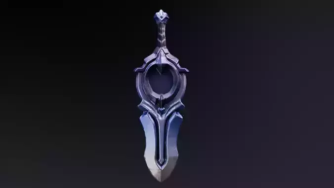 Stylized Fantasy Sword Ashtray  Game Prop  Decorative Asset