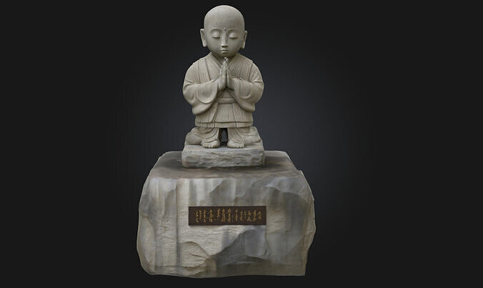 Little Monk Statue  Peaceful Figurine Model for Zen and Garden 3D model
