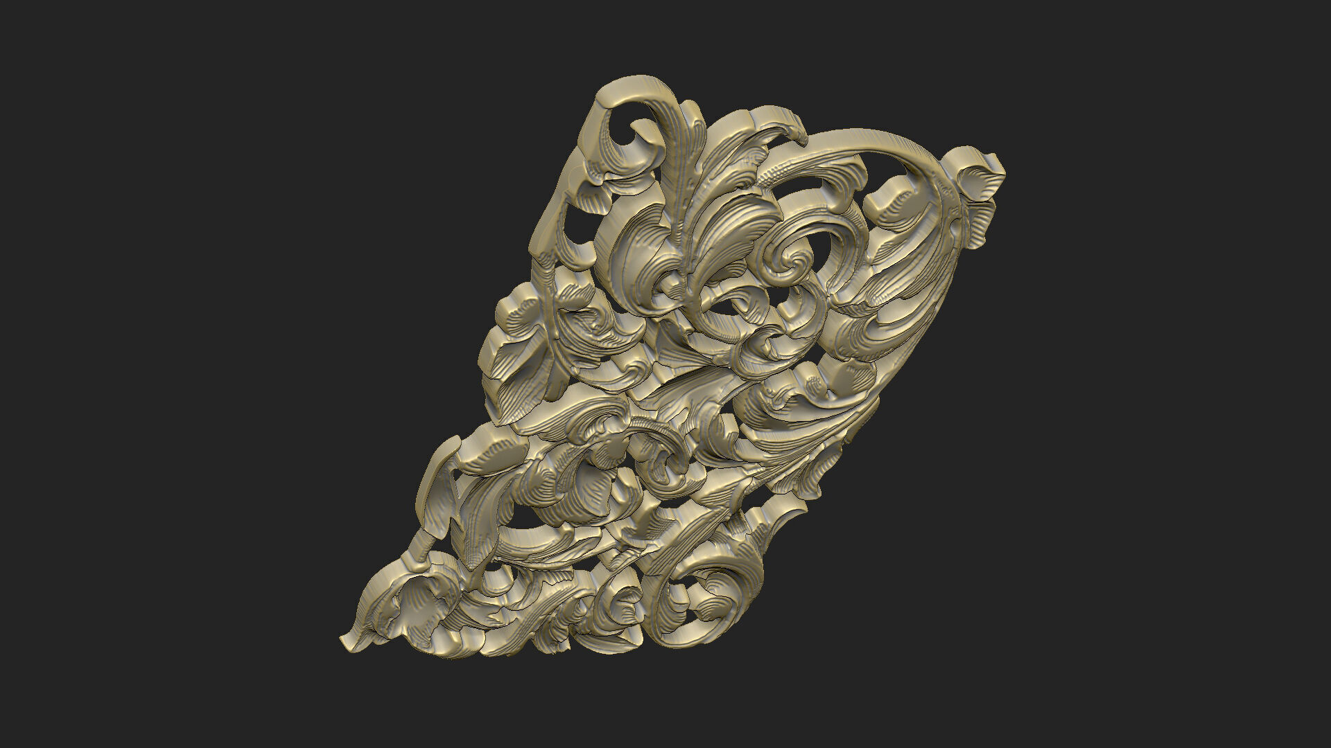 Pattern gothic design luxury soft leave bas relief 3D print model_4