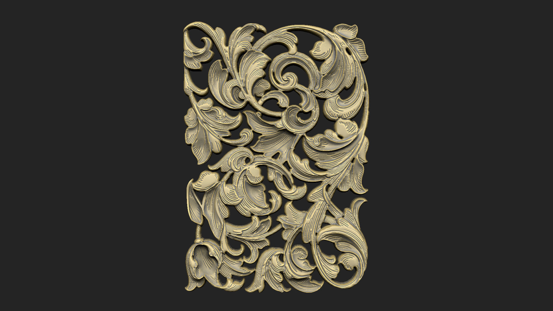 Pattern gothic design luxury soft leave bas relief 3D print model_1