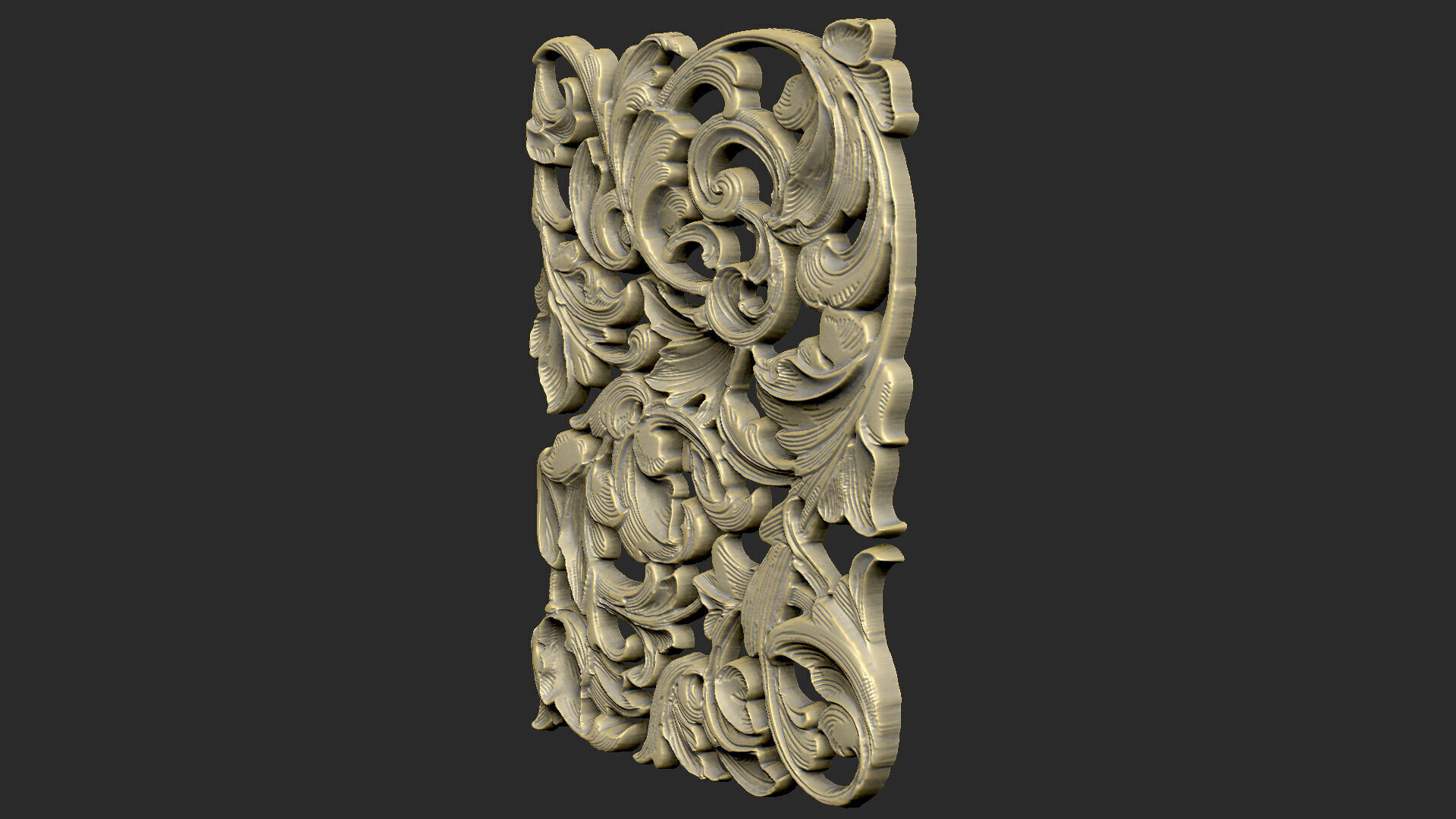 Pattern gothic design luxury soft leave bas relief 3D print model_3