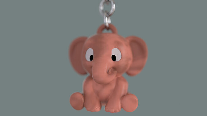 Cute Elephant Keychain 3D print model
