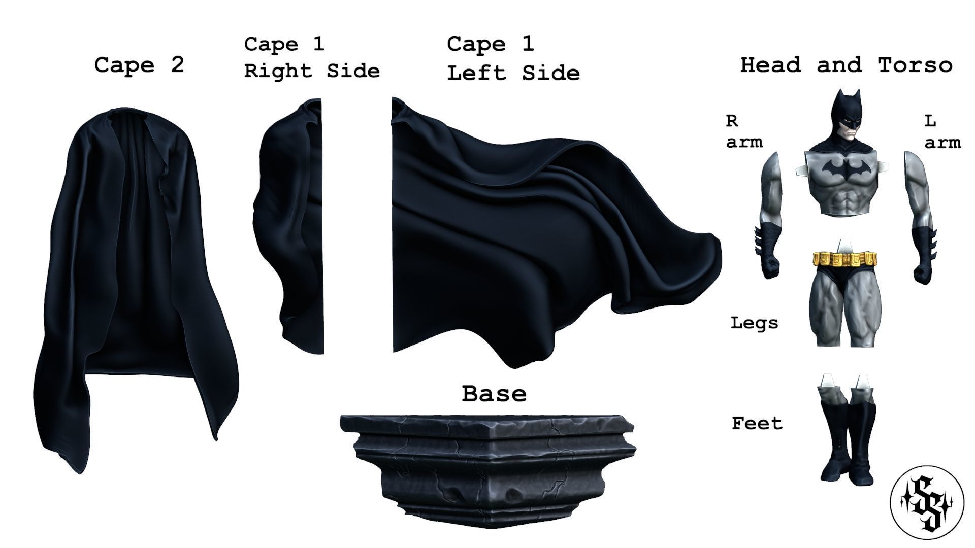 The Batman printable figure figurine 2 versions 3D print model_10