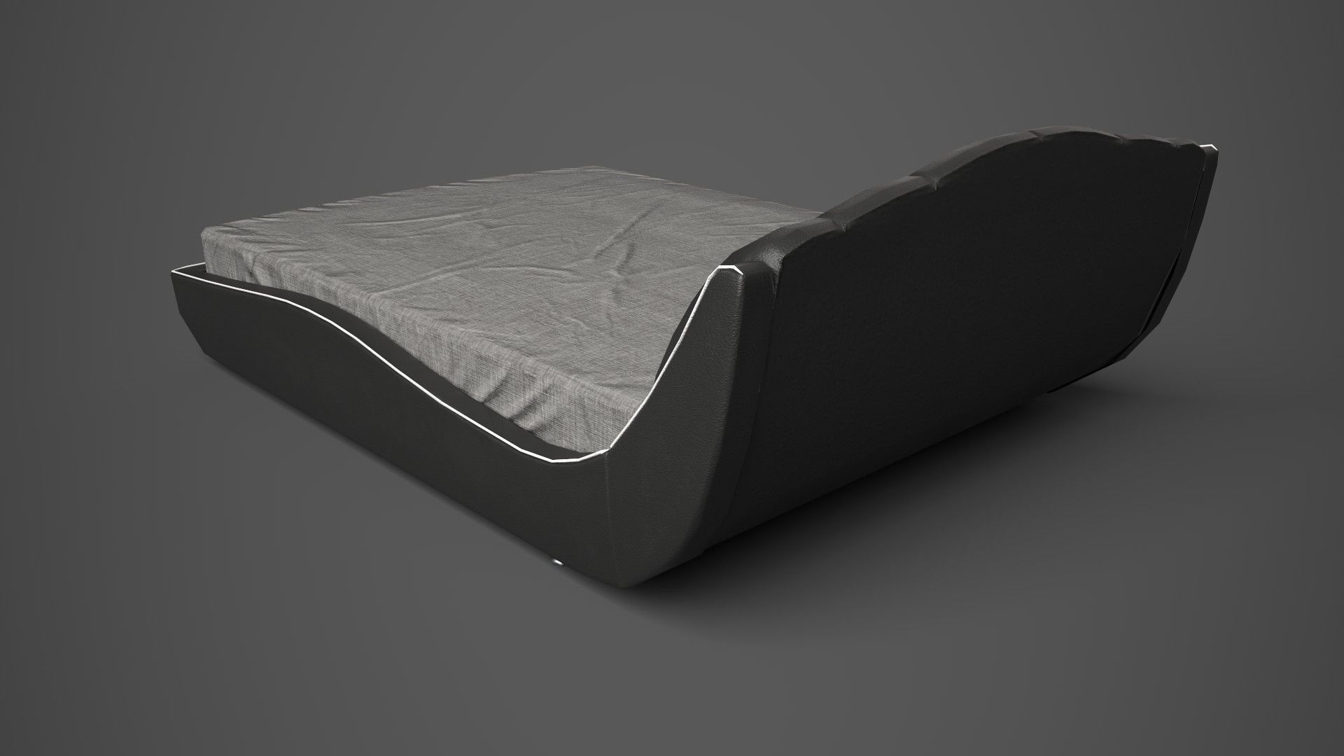 Leather Bed Low-poly 3D model_3
