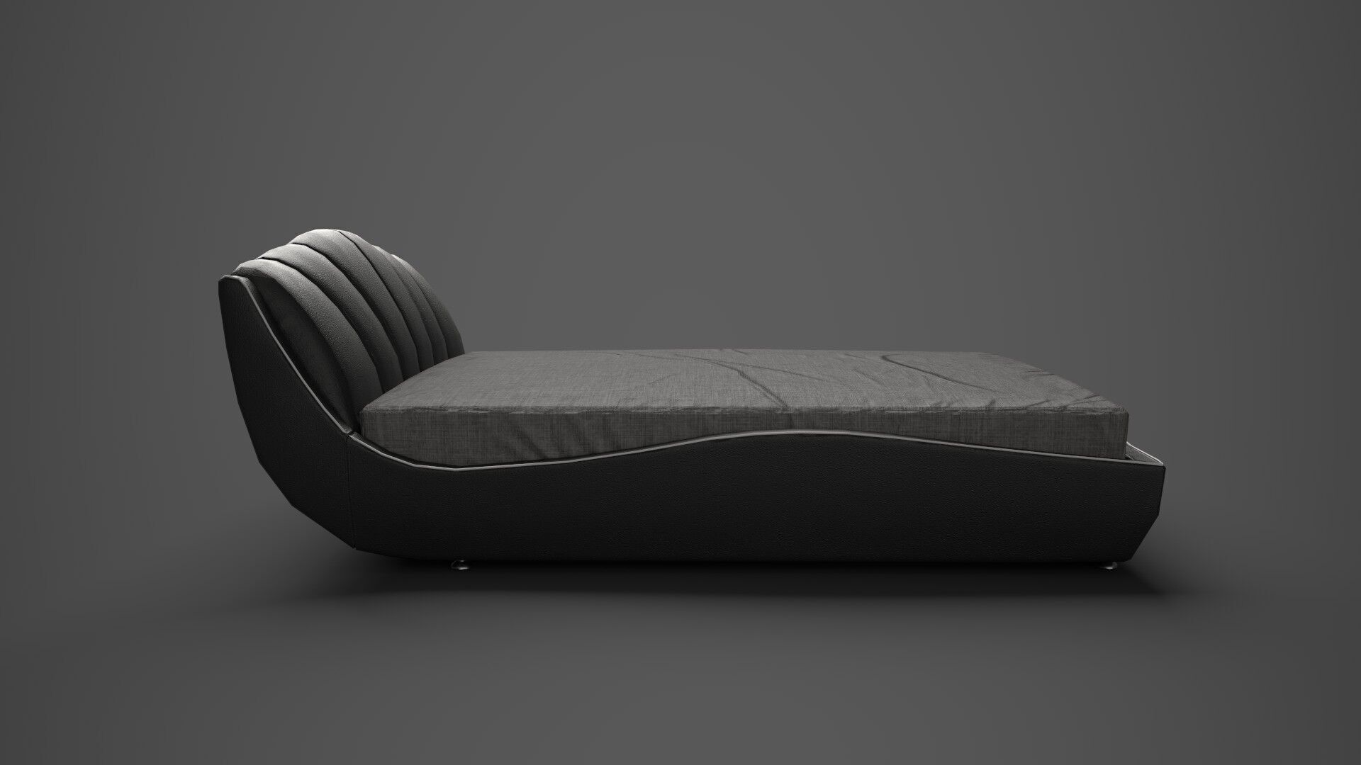 Leather Bed Low-poly 3D model_1