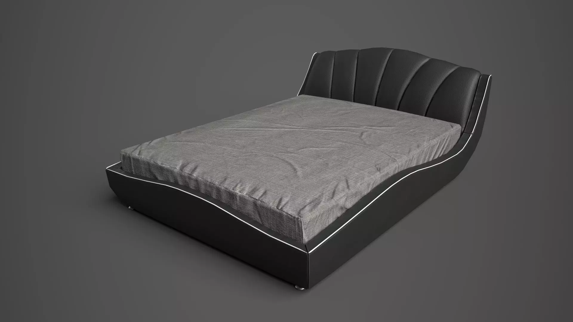 Leather Bed Low-poly 3D model_0