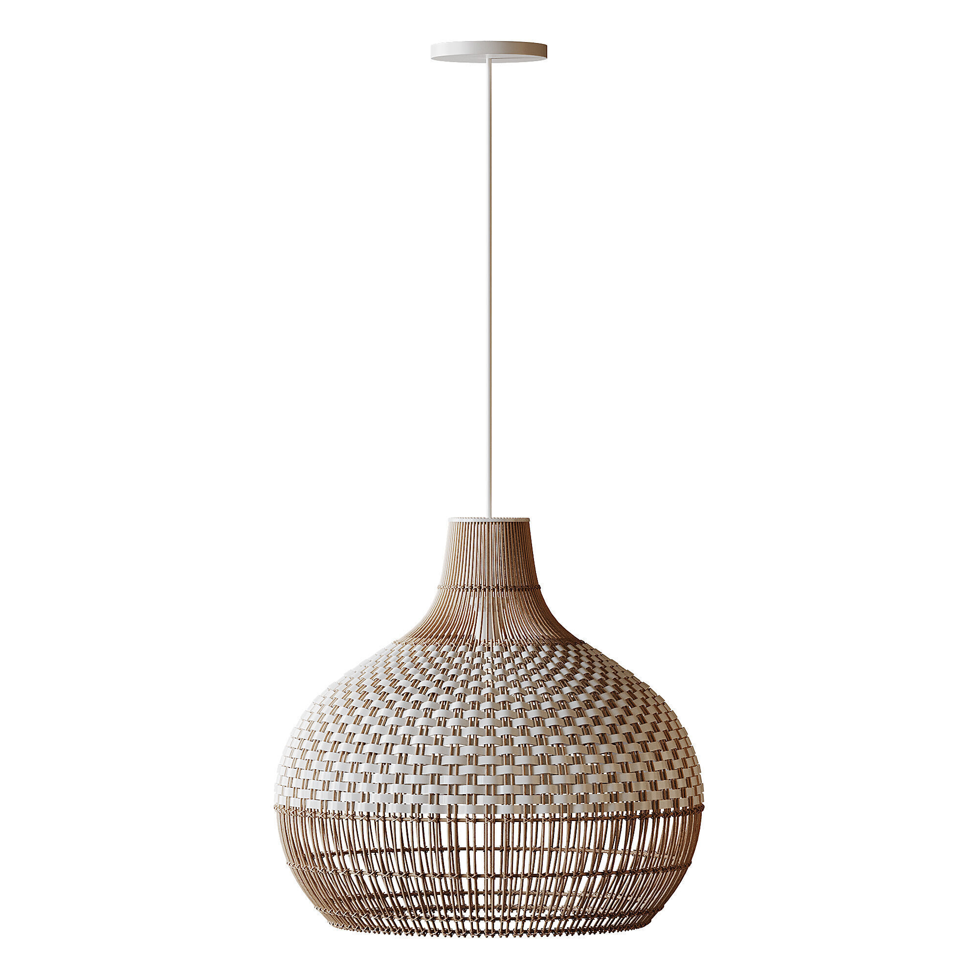 Handwoven Rattan Pendant Light Lampshade 3D model_1