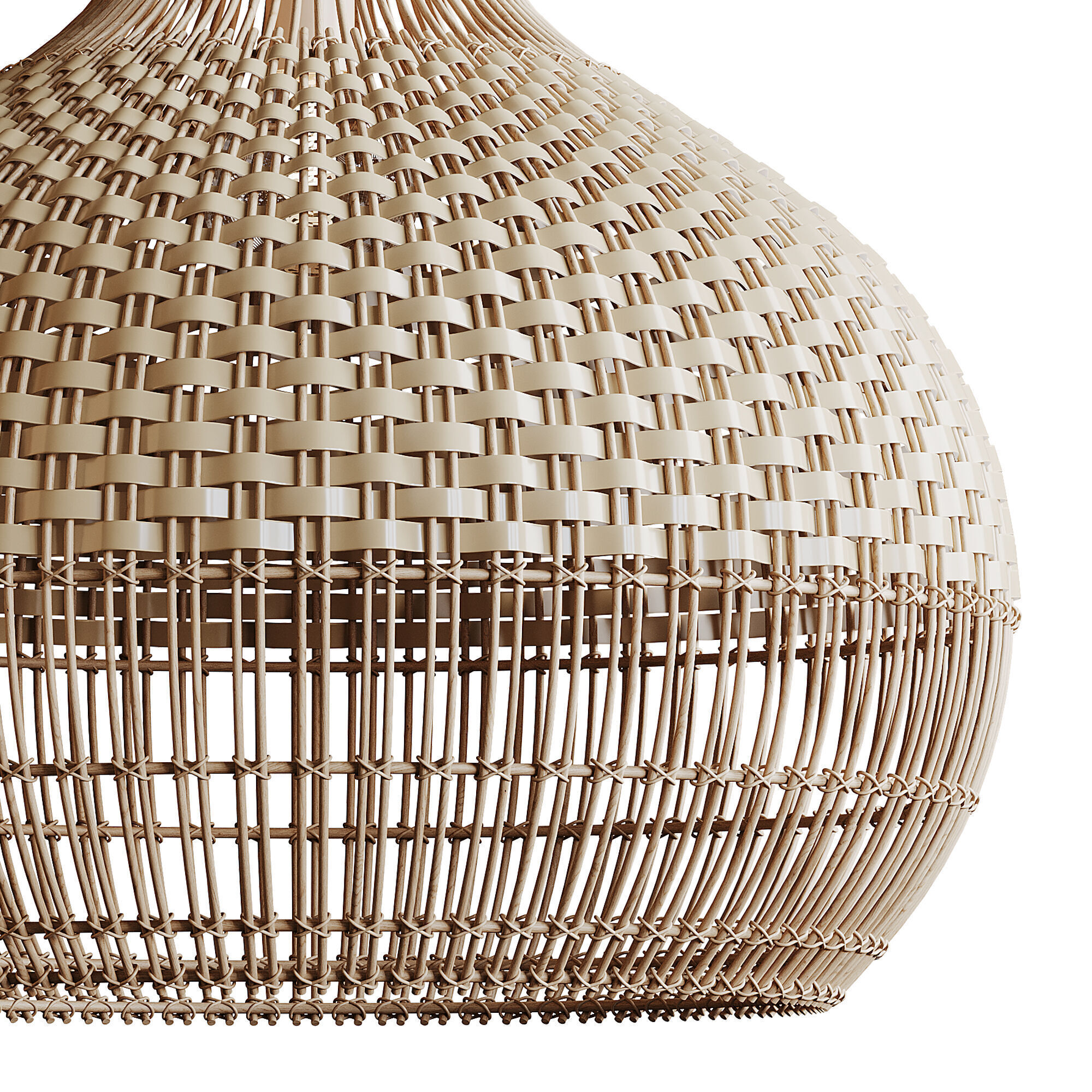 Handwoven Rattan Pendant Light Lampshade 3D model_4