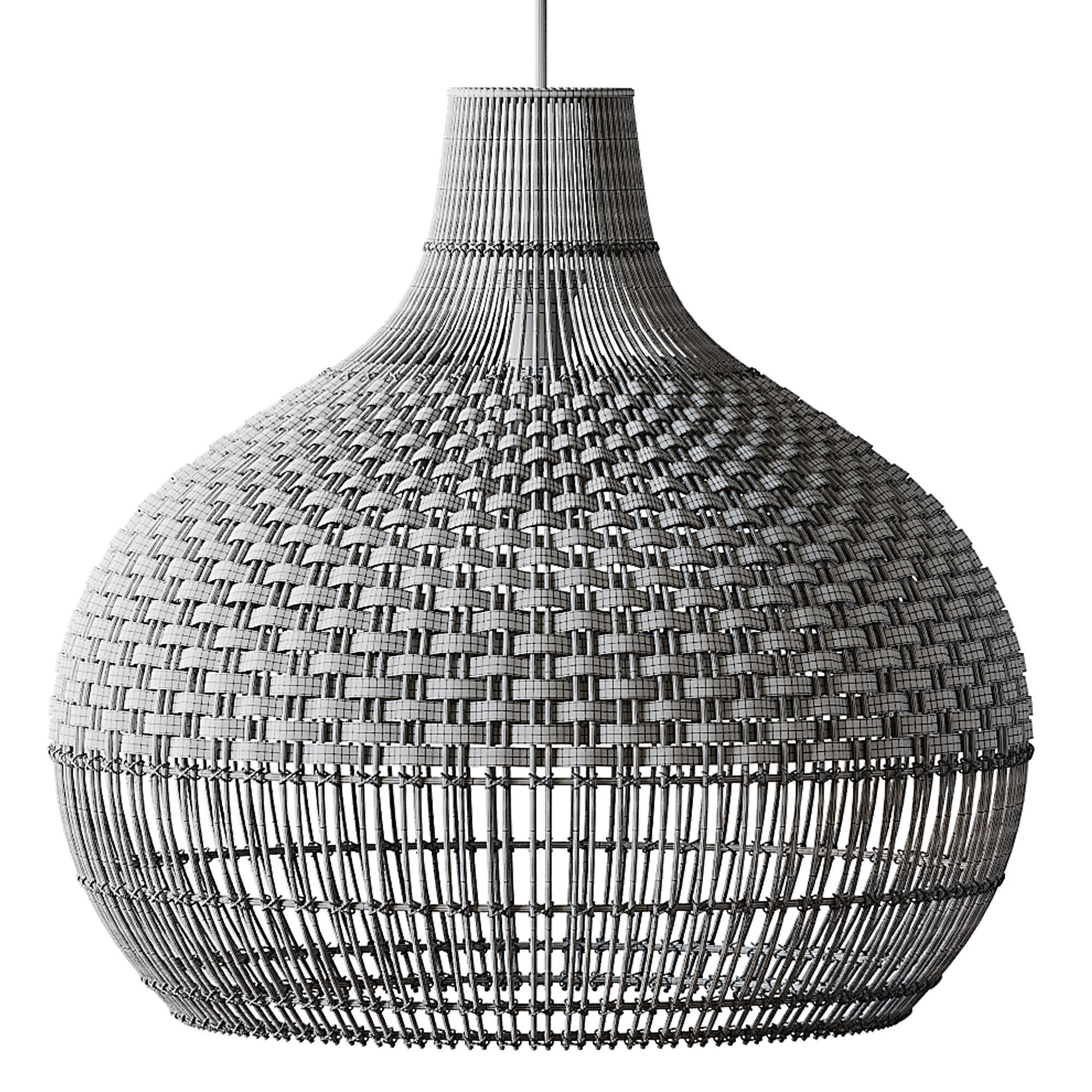Handwoven Rattan Pendant Light Lampshade 3D model_14