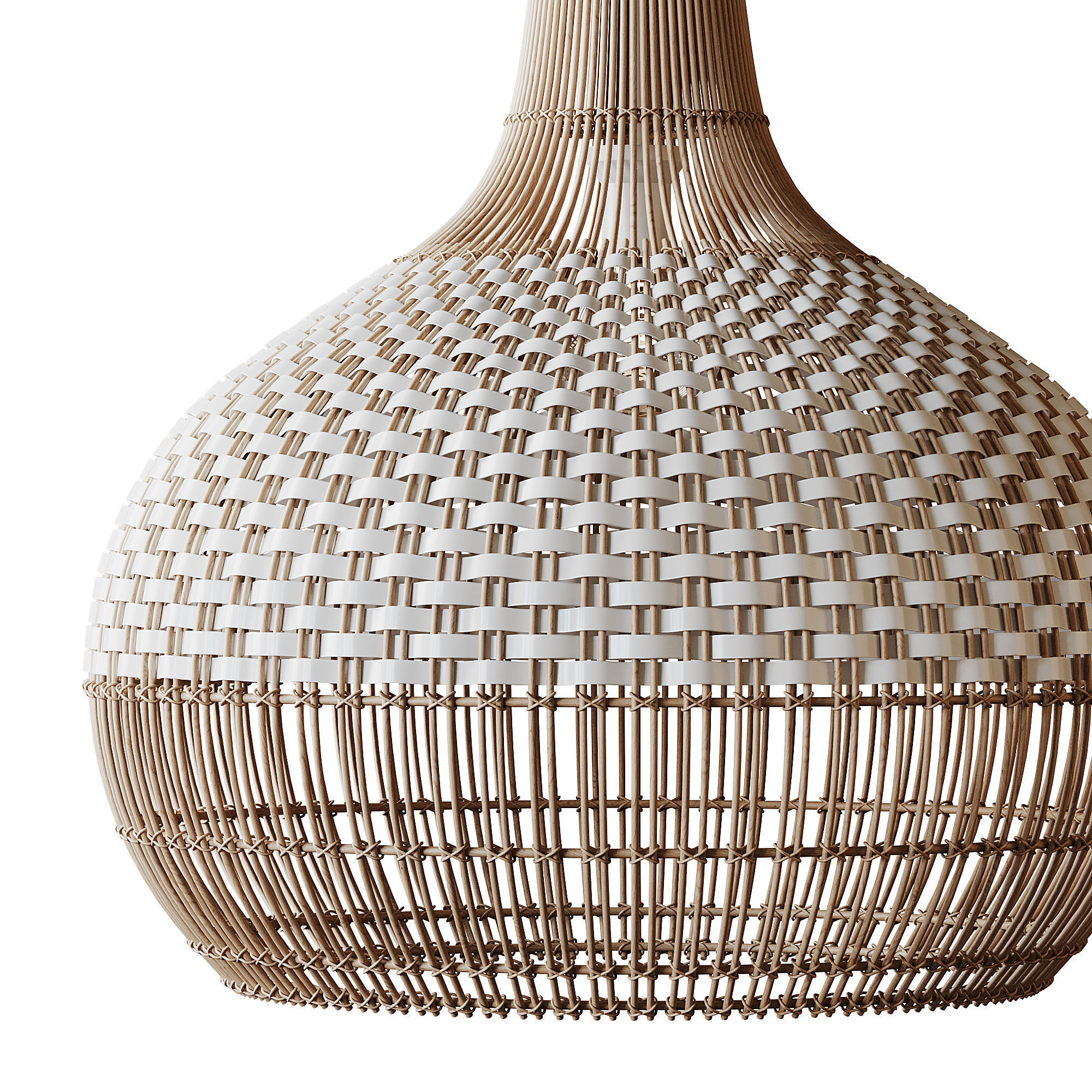 Handwoven Rattan Pendant Light Lampshade 3D model_8