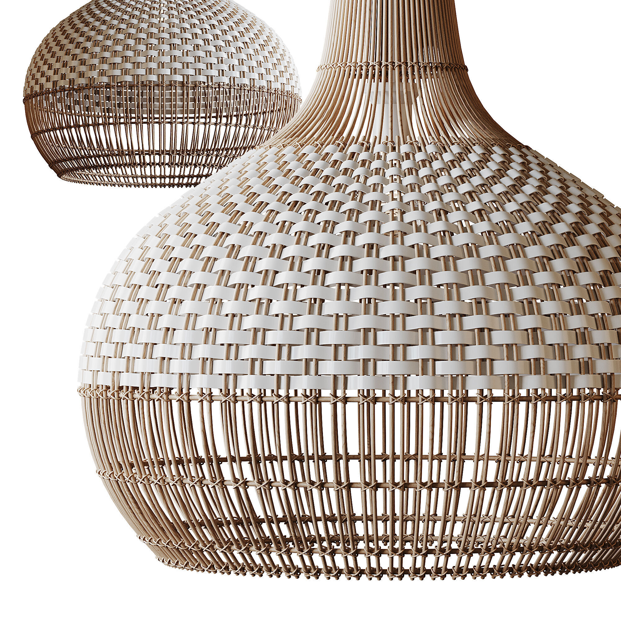 Handwoven Rattan Pendant Light Lampshade 3D model_2
