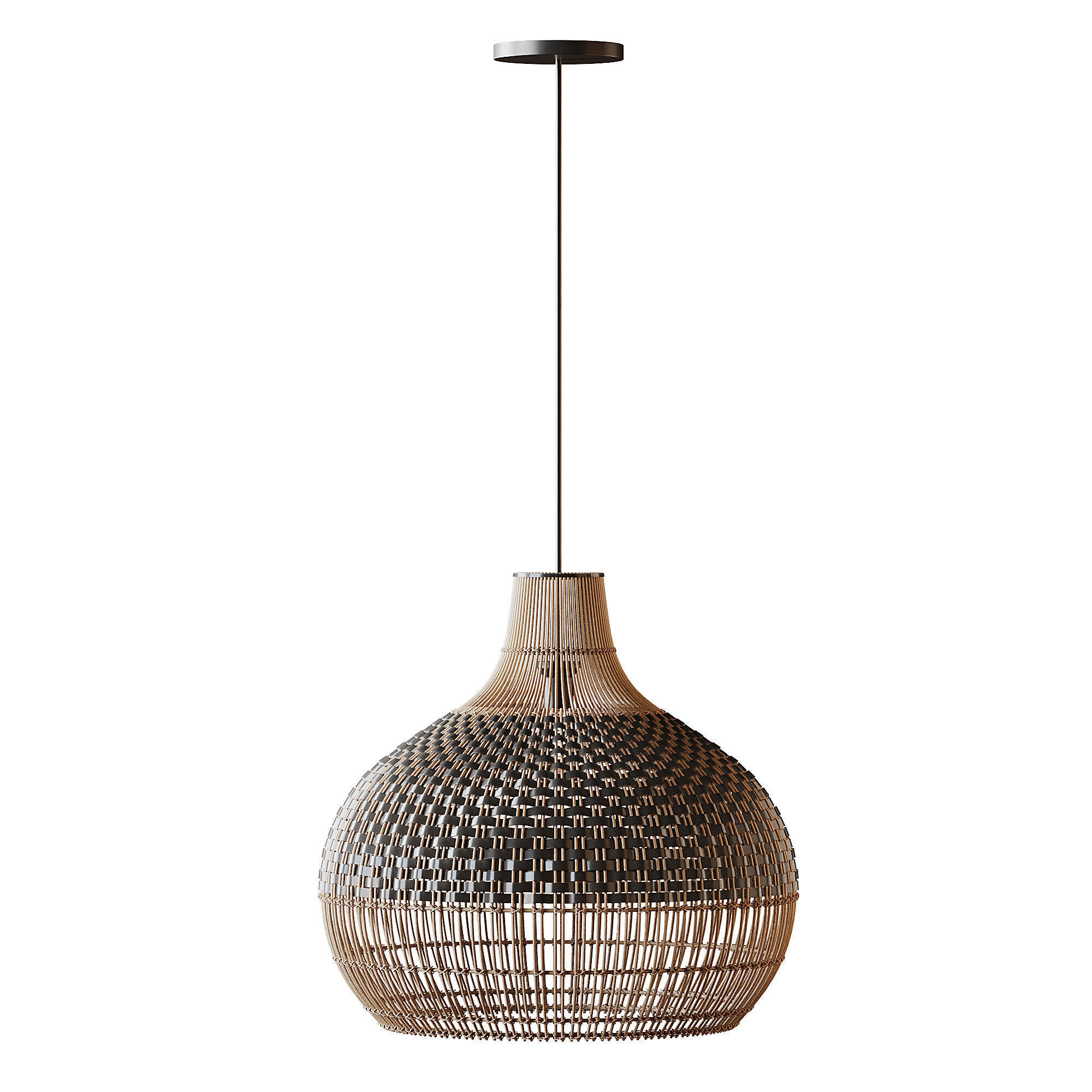 Handwoven Rattan Pendant Light Lampshade 3D model_12