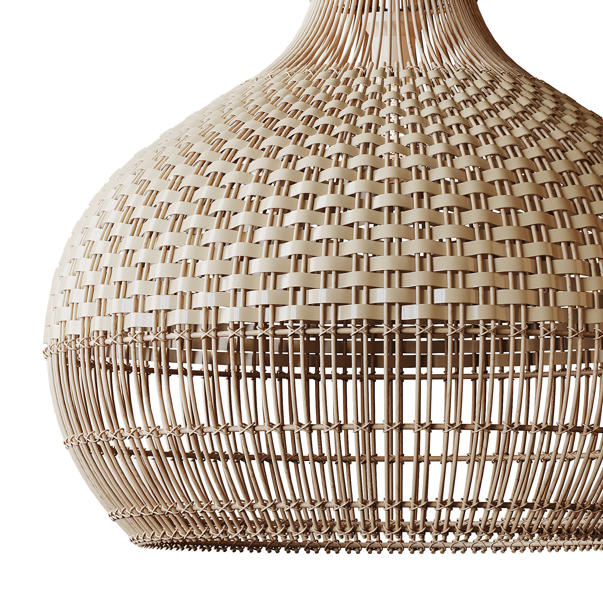 Handwoven Rattan Pendant Light Lampshade 3D model_11