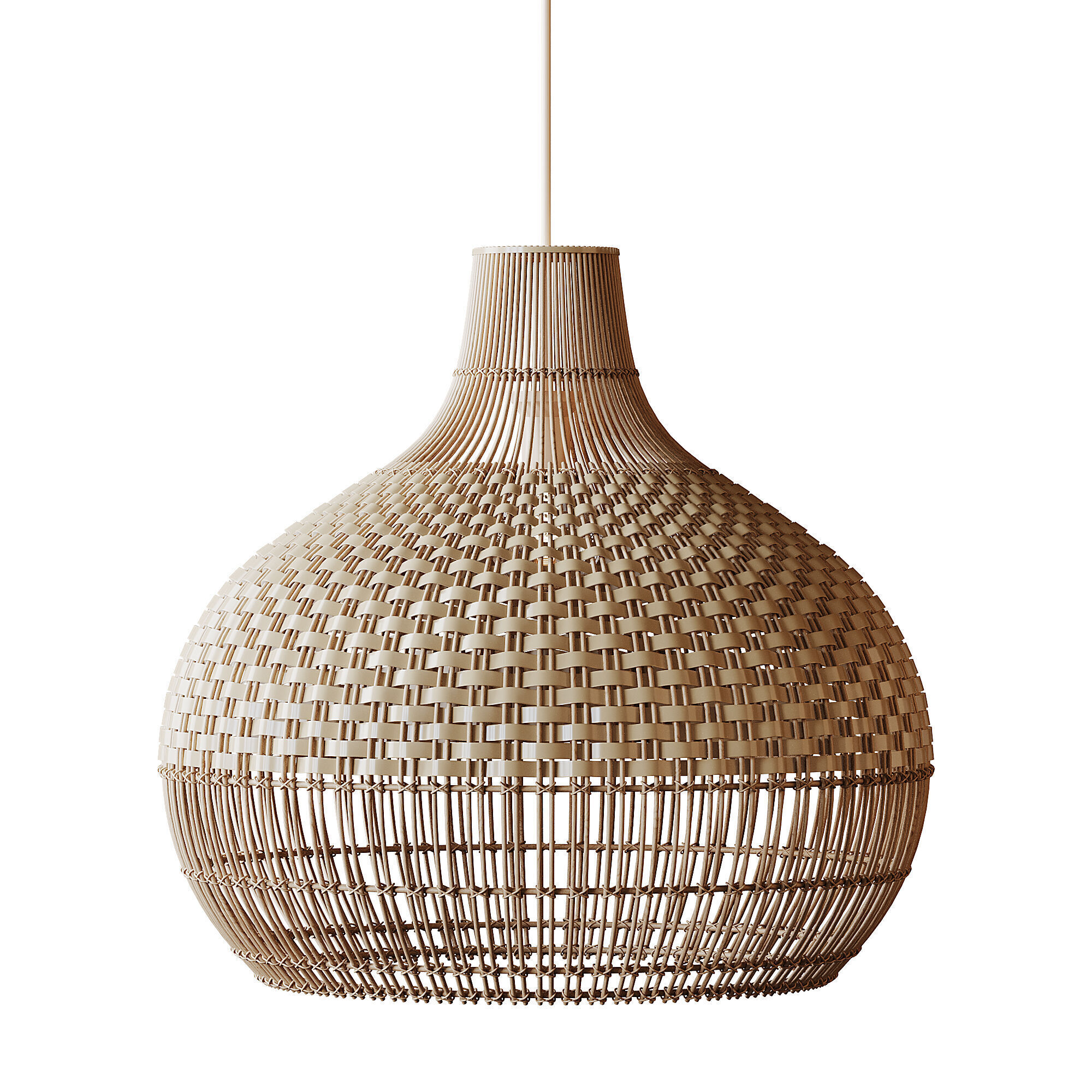 Handwoven Rattan Pendant Light Lampshade 3D model_7