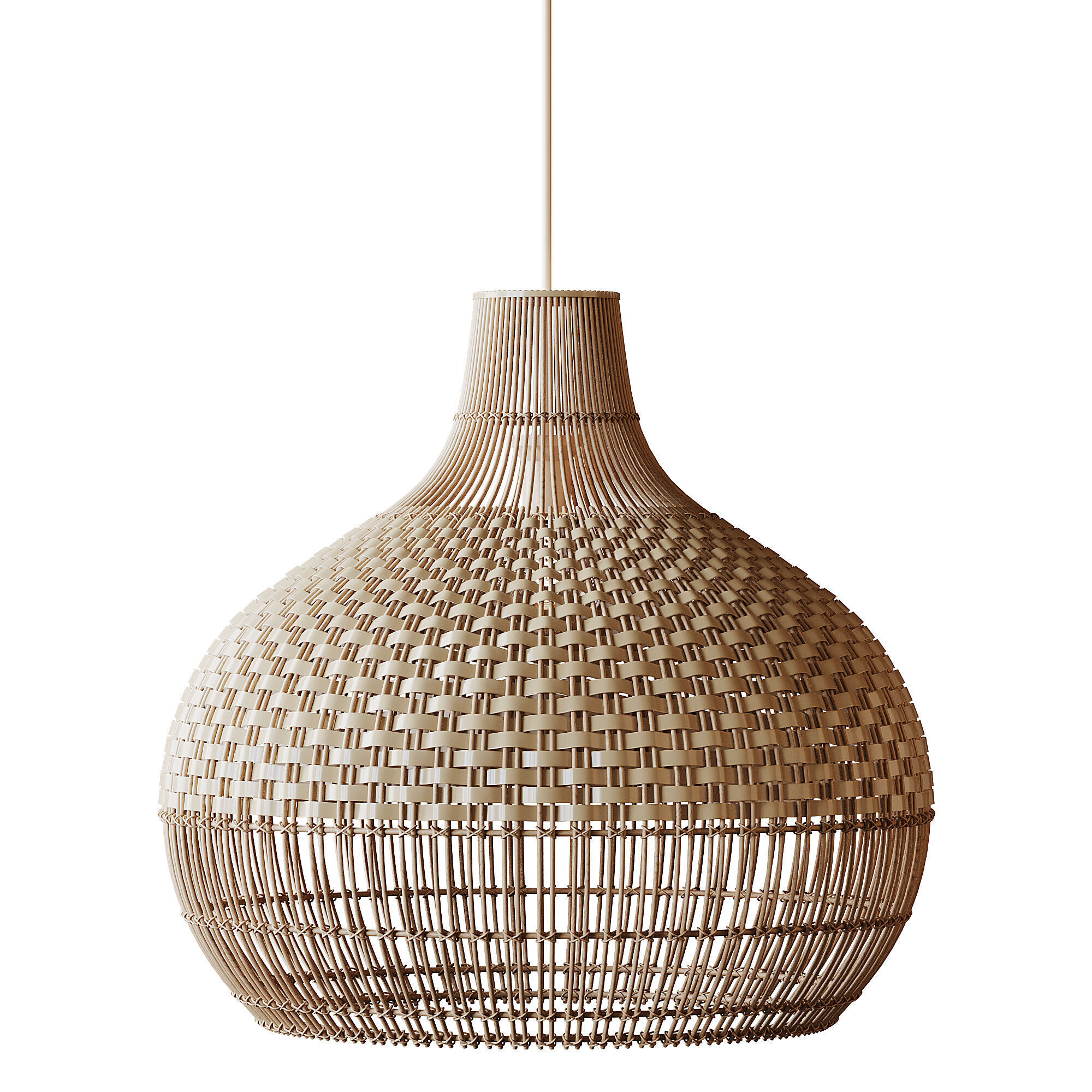 Handwoven Rattan Pendant Light Lampshade 3D model_10
