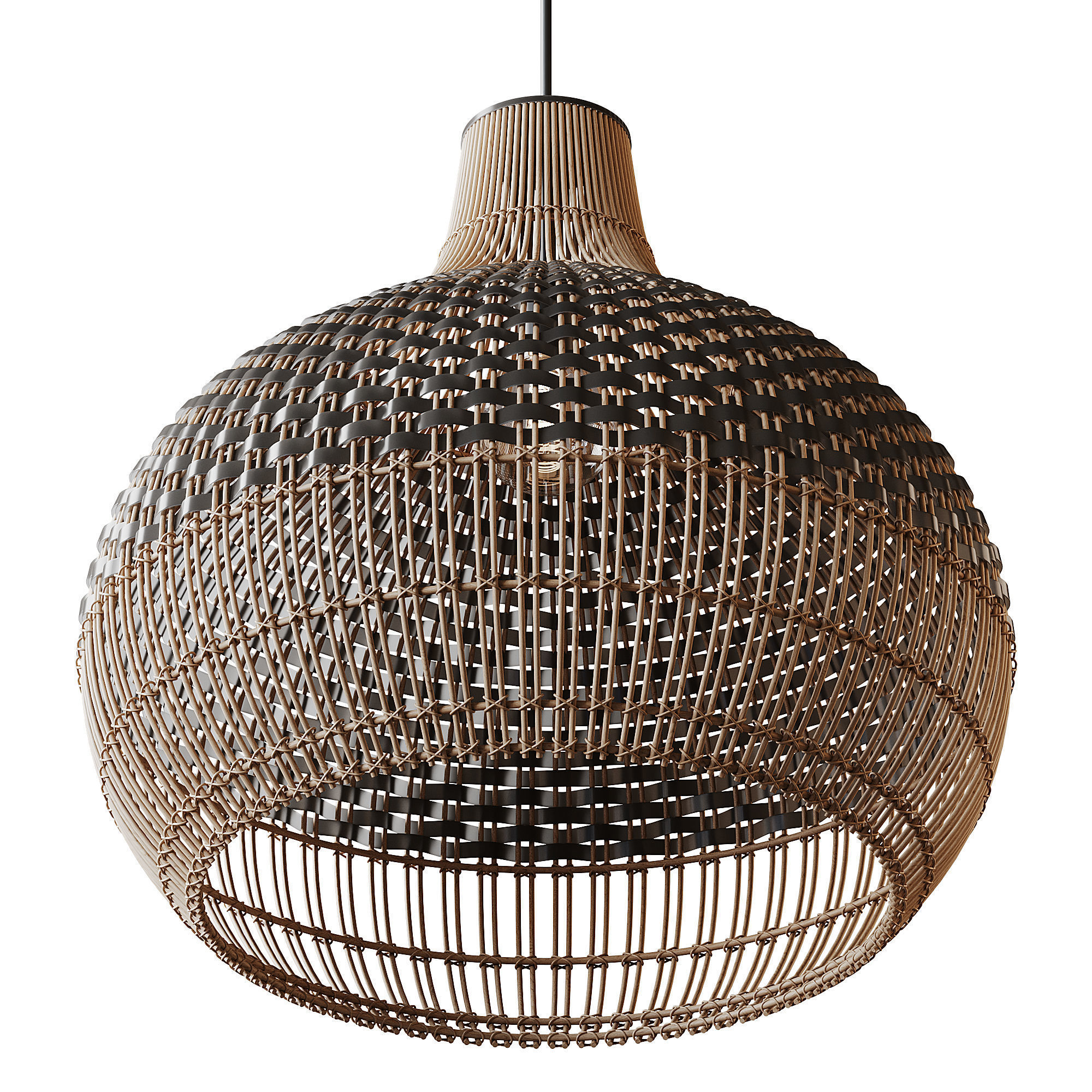 Handwoven Rattan Pendant Light Lampshade 3D model_5
