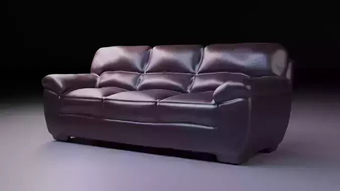 Realistic Leather 3-Seater Sofa PBR Game and Archviz Ready