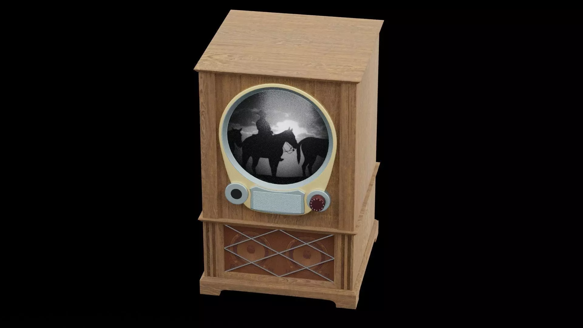 Old Vintage TV Working Low-poly 3D model_0