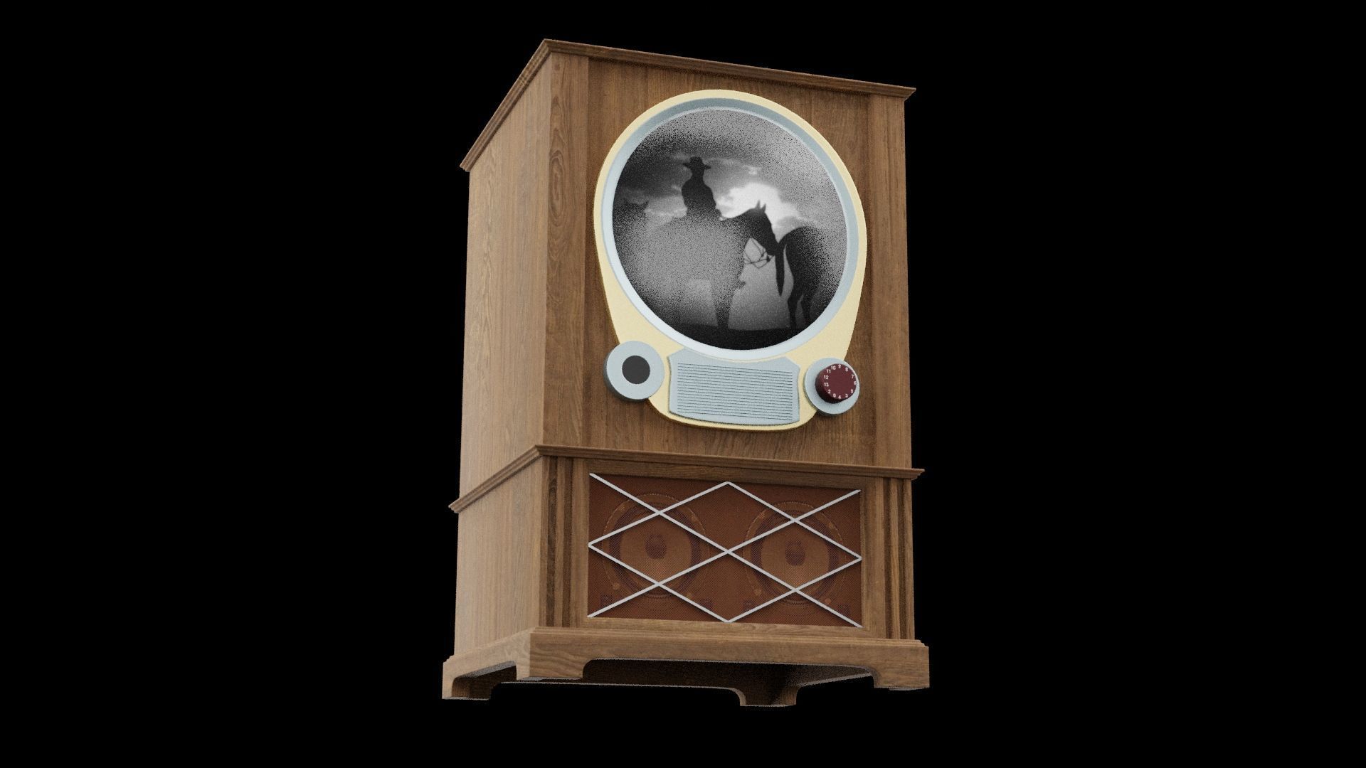 Old Vintage TV Working Low-poly 3D model_5