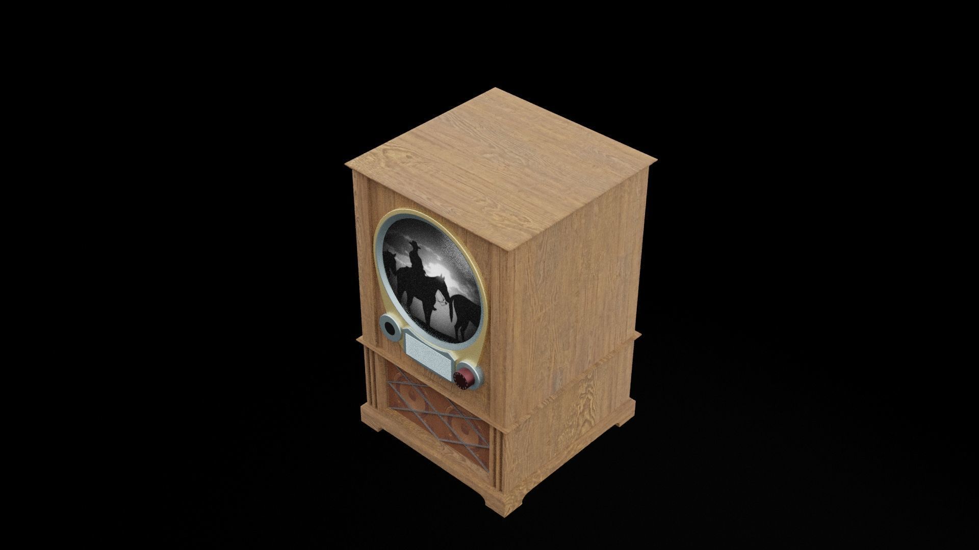 Old Vintage TV Working Low-poly 3D model_6